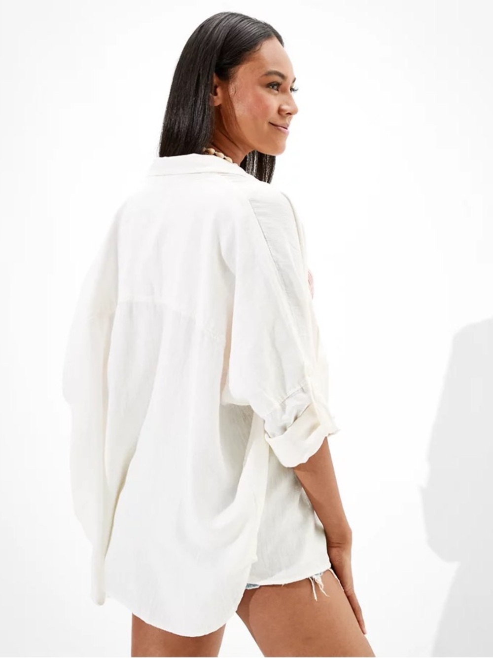 AE Oversized Beach Shirt - cream - Picture 2 of 7